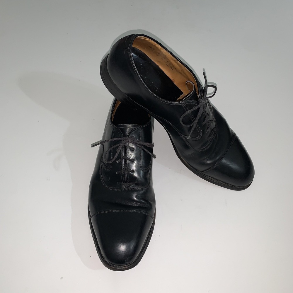 Johnston & Murphy Shoes Mens 10.5 D Black Leather Cap Toe Oxford Dress 48232